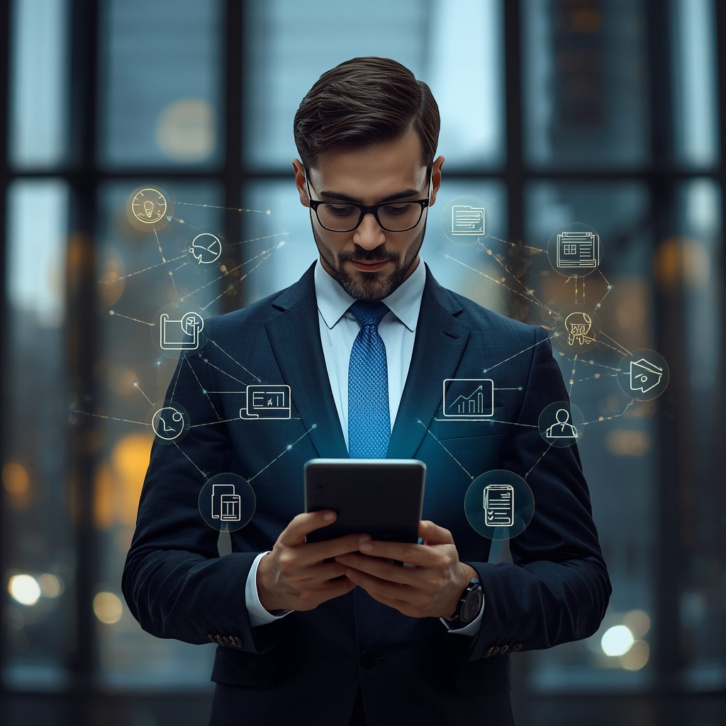 Modern entrepreneur using digital tools and technology for business operations