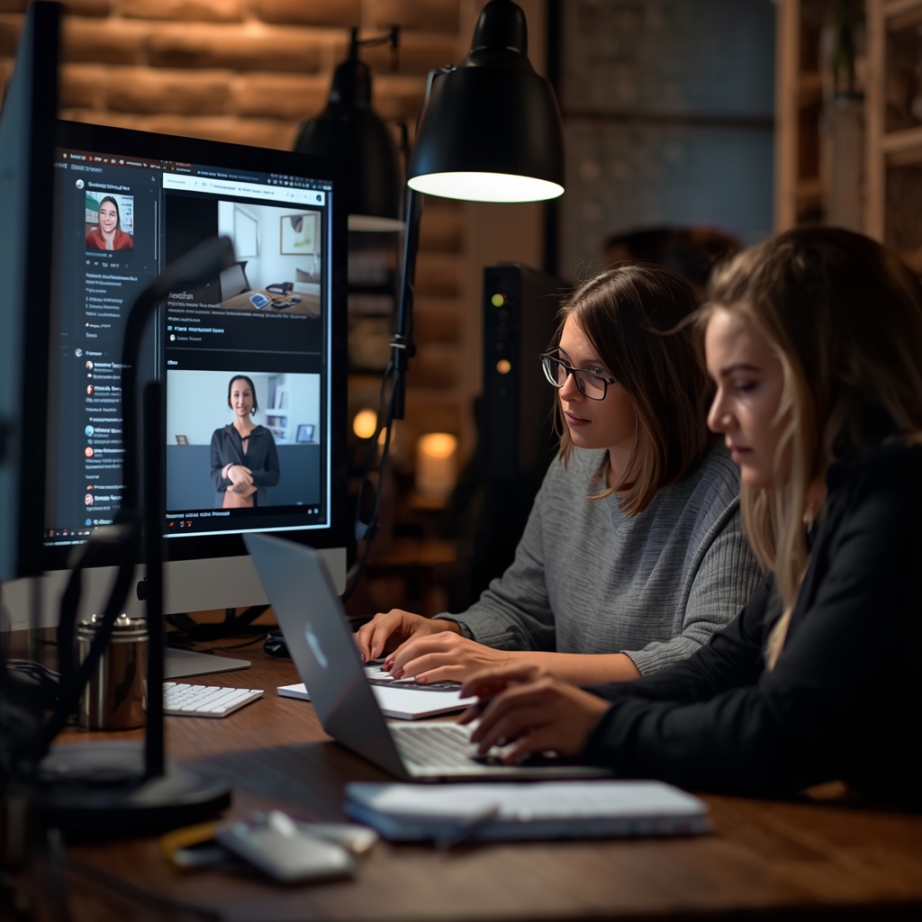 Digital marketing team creating social media content and advertising campaigns