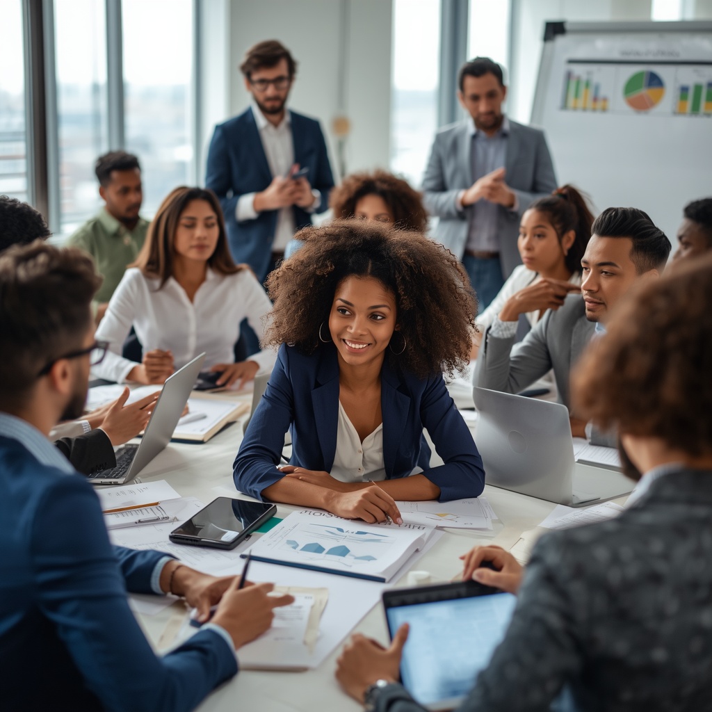 Professional workshop with entrepreneurs learning leadership and management skills